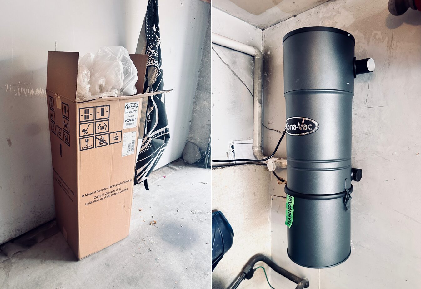 Central vacuum installation project photo