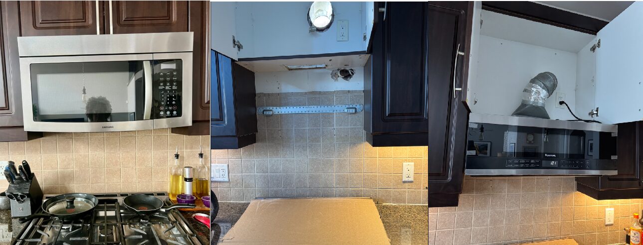 Microwave range hood installation project photo